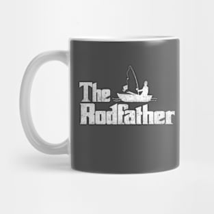 The Rodfather Distressed Fishing Boat Typography Design Mug